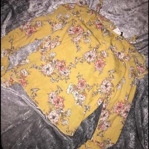 Off the the shoulder floral shirt